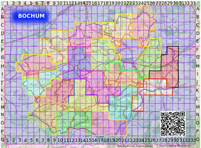 erster Versuch Bochum in gleich große Stücke zu teilen