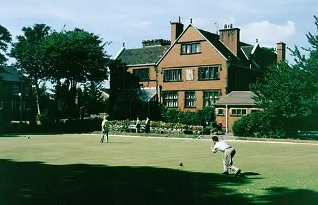 The bowling green at the Barlow Institute, Edgworth. Image scanned from slide. Photograph taken 1995 by Austen Redman.