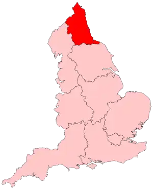 Region Highlighted on England Map