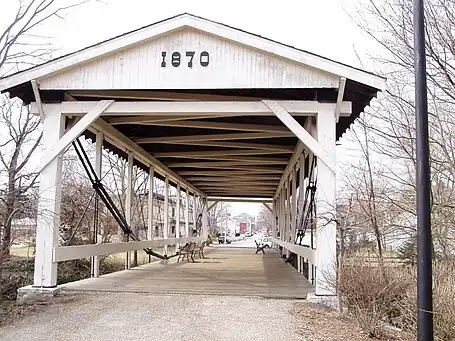 United States (Ohio): name=Germantown Covered Bridge start_date=1870 On the footpath: bridge:name=Germantown Covered Bridge