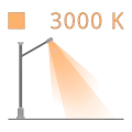 Illustration of a street lamp with a color temperature of 3000 K.