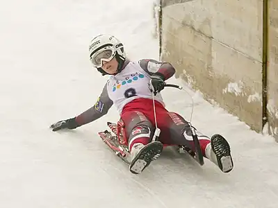 Rakouská sáňkařka Katrin Mladek na Austrian Luge Natural Track Championships 2010 v St. Sebastian.