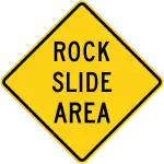 United States rock slide warning sign