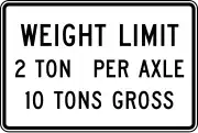 United States: maxweight=10 st maxaxleload=2 st (specify unit as short tons)