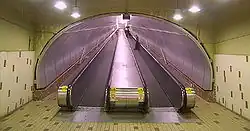 Two inclined moving walkways