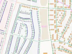 A part of Karlsruhe, Germany in the Addresses view of the OSM Inspector