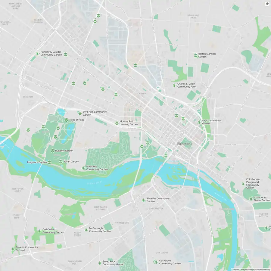 Richmond, VA interactive Garden Map. View Map View Source