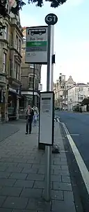 A fairly typical bus stop on a city street