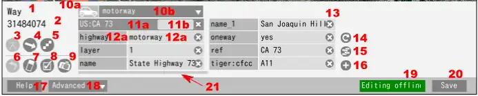 Edit Panel (Edit mode) of Potlatch