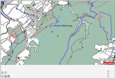 farbig hinterlegte Linien gehören zu einer Relation