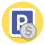 a parking street sign (it is a white P on a blue square with a white border on a yellow background) and a grey coin with a dollar sign ($) on the bottom right