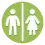 a simplistic white man and woman on a green background, separated by a white line in the middle