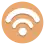 a white wifi symbol (waves moving up from one point) on an orange background