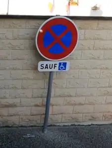 French traffic sign parking for disabled
