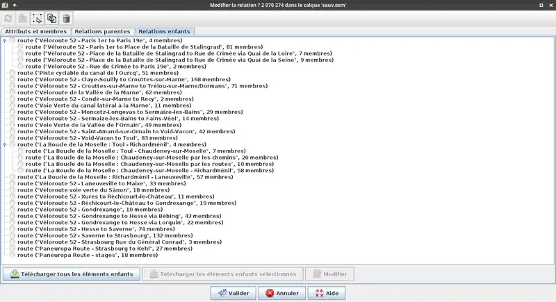 Visualization relations childs Paneuropa Route JOSM 2019-05-09
