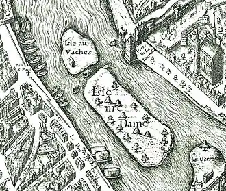 Île aux Vaches and Île Notre-Dame in Vassalieu Plan (1609)