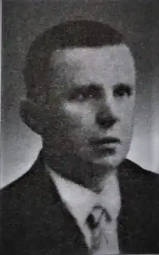 A black and white photograph of Yaroslav Olesnitskyi