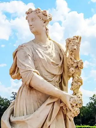 Flora statue (detail) in Upper Gardens of Peterhof, Saint Petersburg, Russia