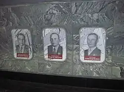 Portraits of 3 pilots in Chkalov's crew