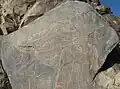 Inscription next to one of the petroglyphs of Kal Jangal&nbsp;[fa] near Birjand, [note 1] probably early Sassanian.[7]