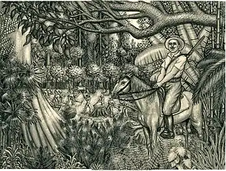 Indochina - Rubber Plantation, pen and ink on paper, 1930s.