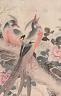 Double Birds Singing Pattern in Gongbi Painting Style