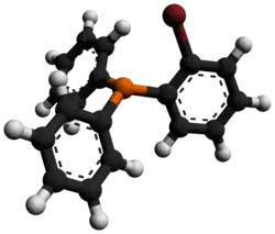 Ball-and-stick model of the (2-bromophenyl)diphenylphosphine molecule