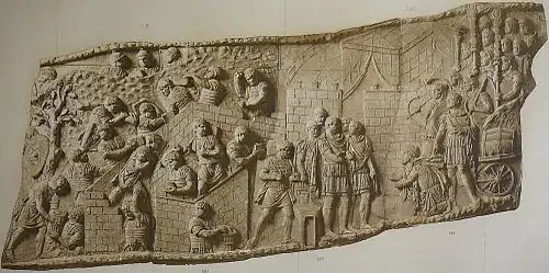 Image 73Relief panel from Trajan's Column in Rome, showing the building of a fort and the reception of a Dacian embassy (from Roman Empire)