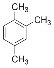 A molecular diagram of trimethylbenzene