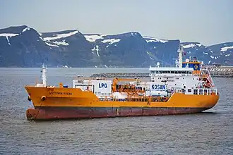 LPG tanker waiting to load liquefied natural gas at Melkøya.