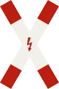 Germany, Iran,[a] Slovakia (vertical, variant used for electrified railway crossings)