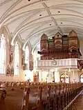 The Farrand & Votey organ is a 3-manual and pedal pipe organ that was installed at St. Martin of Tours Church in 1894, with the console being rebuilt in the style of the original by the Miller Pipe Organ Co.[11]