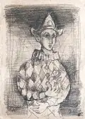1935, Clown (Pierrot). Pencil drawing, 37x26.5&nbsp;cm