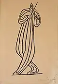 1935, Clown with Violin. Woodcut, 44.5x30.5&nbsp;cm