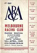 1949 MRC Victoria Handicap racebook front cover