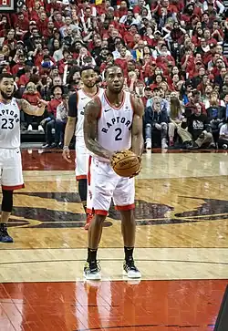 Image 25Kawhi Leonard at the free throw line during Game 2 of the 2019 NBA Finals. (from Basketball court)
