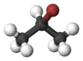 Ball and stick model of 2-bromopropane