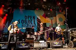 Kakkmaddafakka performing at Open Source Festival on 27 June 2015