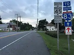 View south along MD 45 entering Maryland Line