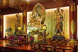 Shrine to Cintamanicakra (Chinese: 如意輪觀音; pinyin: Rúyìlún Guānyīn) within the Universal Wisdom Hall