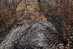 The rocks of the Buissons-Brûlé mine slag heap from the top.
