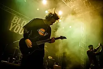 Chris Pritchard performing with Blood Youth in 2018