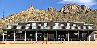 The Mercantile/Gift Shop with some of the rock formations of the area in the background
