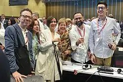 Susana Muhamad (third from left) and members of the Colombian delegation pose for a photo at the opening ceremony of the COP16.