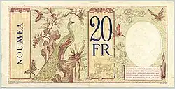 New Caledonian 20 franc note (1929), reverse