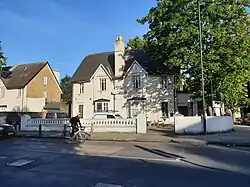 White building on a road