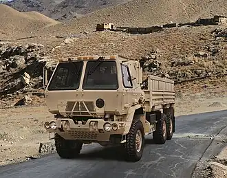 An Oshkosh-produced M1083 A1P2 5-ton MTV cargo in A-kit configuration