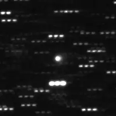 With a fuzzy and elongated coma, imaged by the Canada–France–Hawaii Telescope