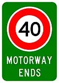 Motorway Ends (40 km/h speed limit)