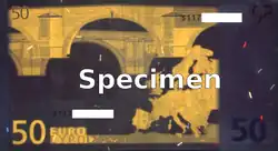 Verso at 350&nbsp;nm The colored fibres are clearly visible